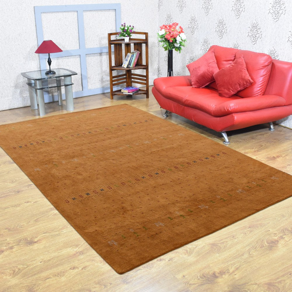Hand Knotted Loom Silk Mix Area Rug Contemporary Gold LSM585