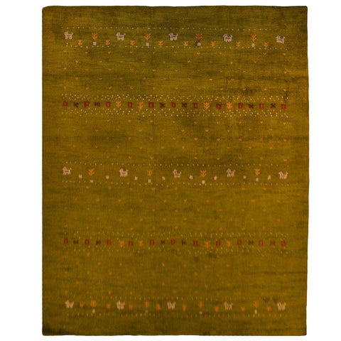 Hand Knotted Loom Silk Mix Area Rug Contemporary Olive LSM585