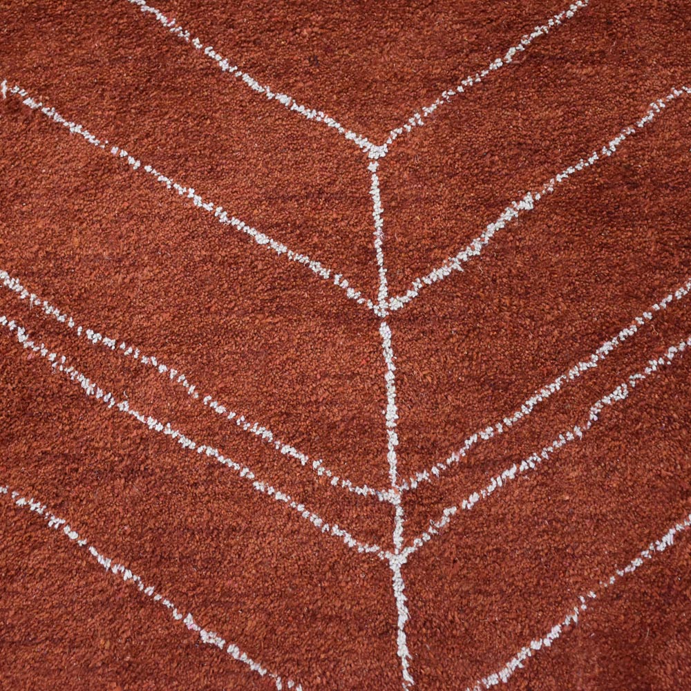 hand-knotted-loom-silk-mix-geometric-light-red-beige-rug-closeup 1
