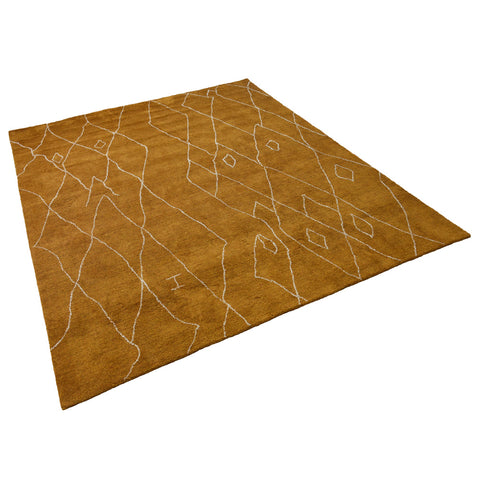 Hand Knotted Loom Silk Mix Area Rug Geometric Gold LSM606
