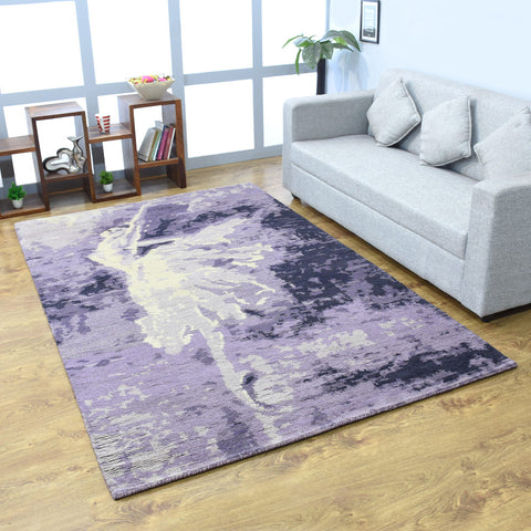 Hand Knotted Wool Area Rug Contemporary Purple N00807