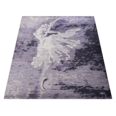 Hand Knotted Wool Area Rug Contemporary Purple N00807
