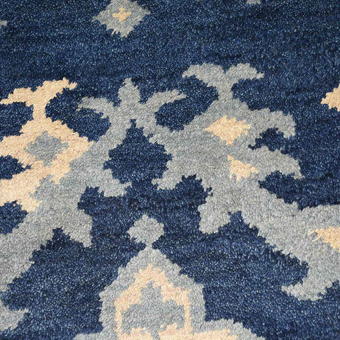 Hand Knotted Wool Area Rug Floral Blue N00908