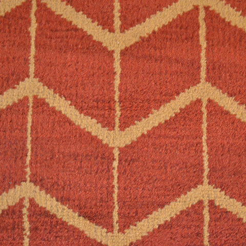 Hand Knotted Wool Runner Area Rug Geometric Red Gold N01052