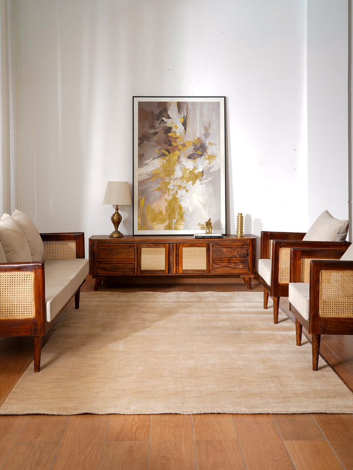 Hand Knotted Wool Beige Solid Area Rug