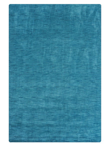 Hand Knotted Wool Blue Solid Area Rug