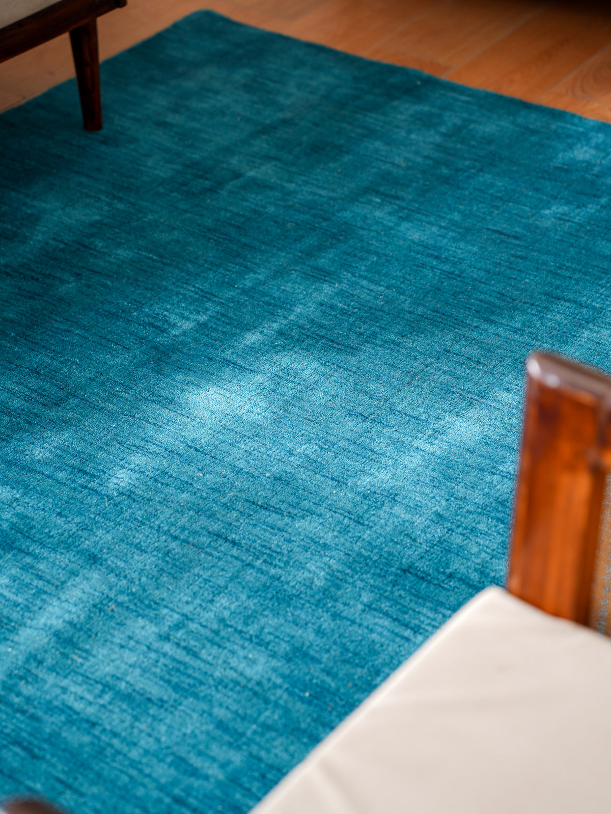 Hand Knotted Wool Blue Solid Area Rug