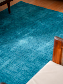 Hand Knotted Wool Blue Solid Area Rug