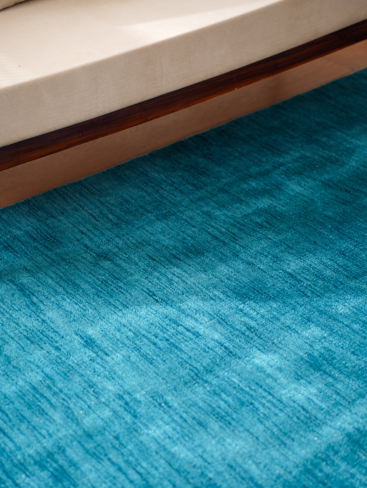 Hand Knotted Wool Blue Solid Area Rug