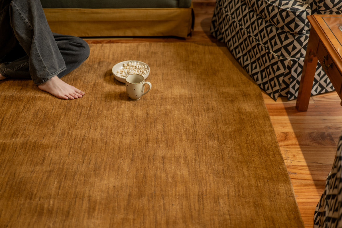 Hand Knotted Wool Camel Solid Area Rug
