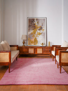 Hand Knotted Wool Pink Solid Area Rug