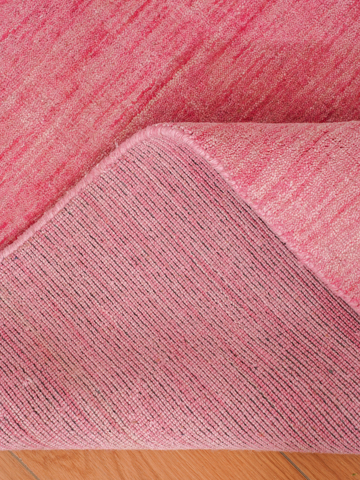 Hand Knotted Wool Pink Solid Area Rug