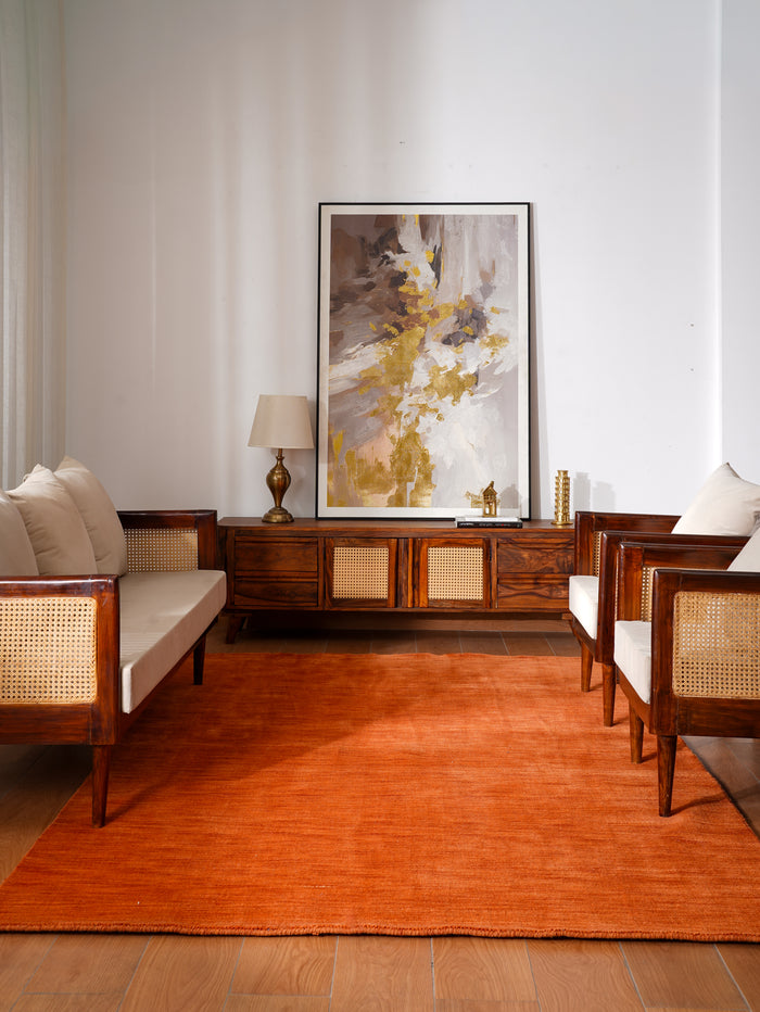 Hand Knotted Wool Orange Solid Area Rug