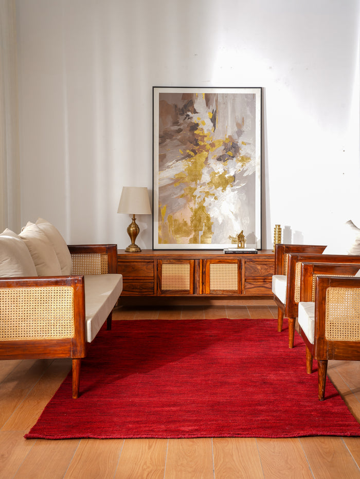 Hand Knotted Wool Red Solid Area Rug