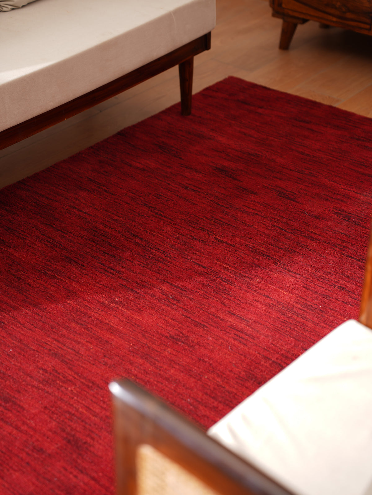 Hand Knotted Wool Red Solid Area Rug