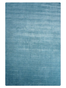 Hand Knotted Wool Light Blue Solid Area Rug