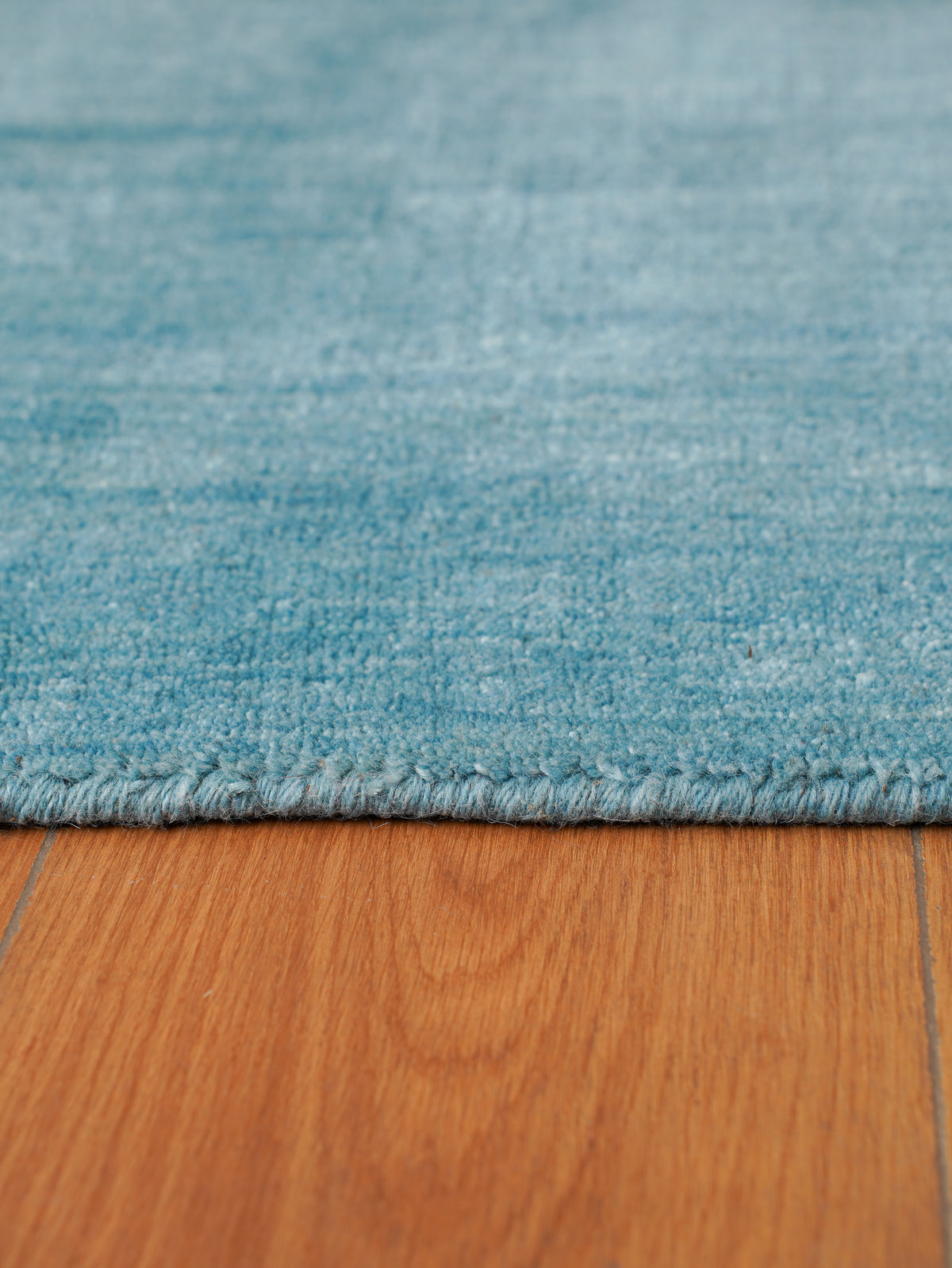 Hand Knotted Wool Light Blue Solid Area Rug