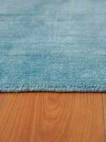 Hand Knotted Wool Light Blue Solid Area Rug