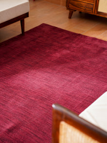 Hand Knotted Wool Dark Red Solid Area Rug