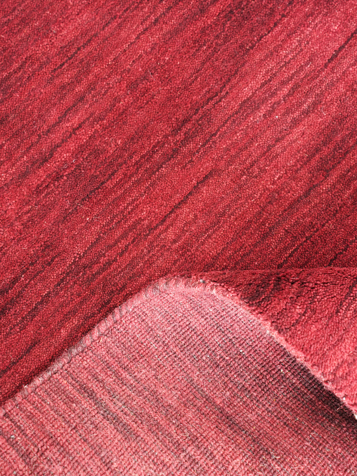 Hand Knotted Wool Dark Red Solid Area Rug