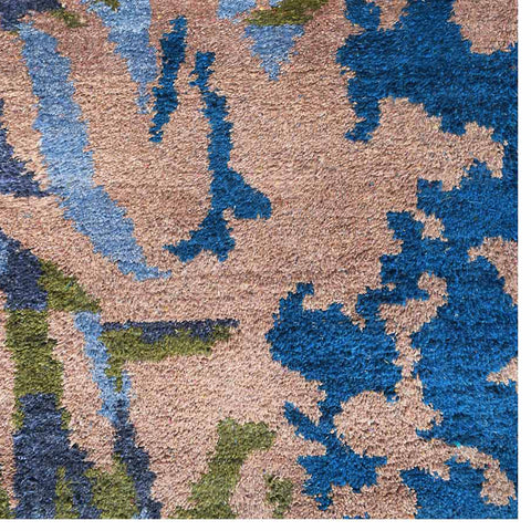 Hand Knotted Silk Rectangle Area Rugs Abstract Blue NS0817