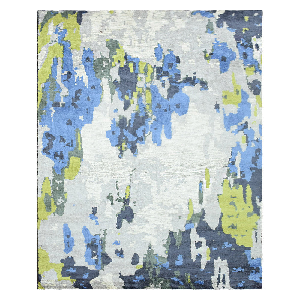 Hand Knotted Silk Rectangle Area Rugs Abstract Multicolor NS3302