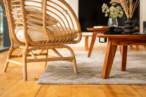 Hand Knotted Wool Abstract Beige Green Area Rug