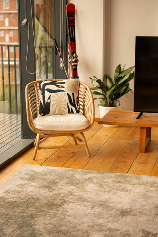 Hand Knotted Wool Abstract Beige Green Area Rug