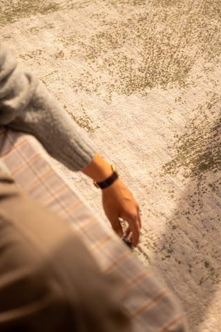 Hand Knotted Wool Abstract Beige Green Area Rug