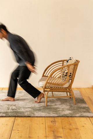 Hand Knotted Wool Abstract Beige Green Area Rug