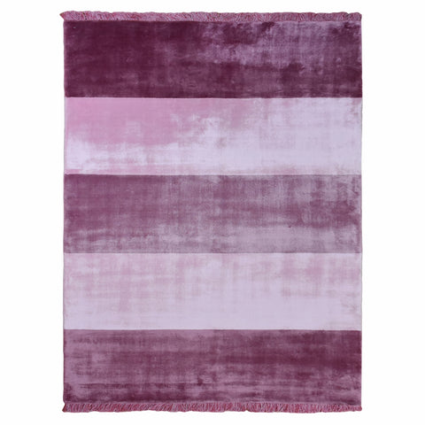 Hand Woven Silk And Viscose Rectangle Area Rugs Contemporary Pink SS0007