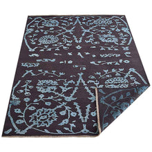 Handmade-silk-and-wool-charcoal-floral-area-rug-side-3