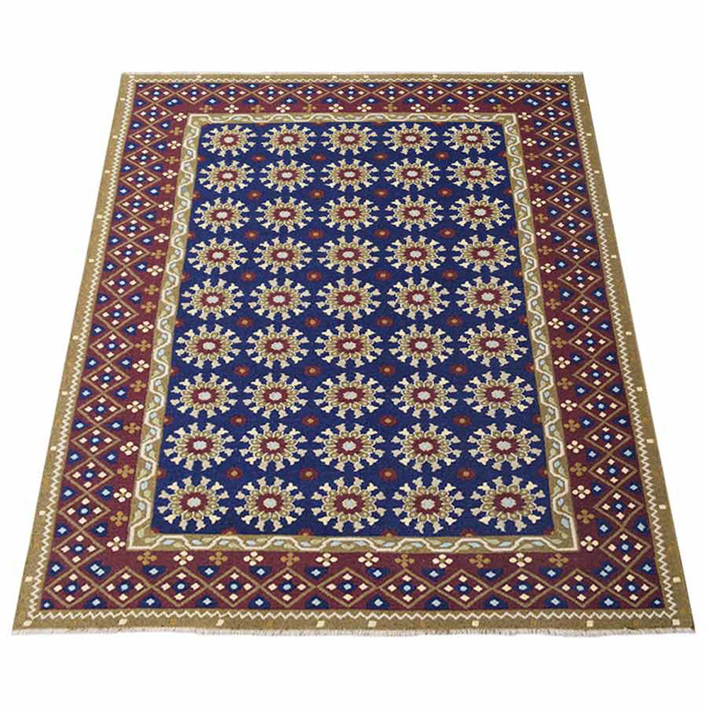 hand-knotted-sumak-blue-rust-oriental-rug-side-2
