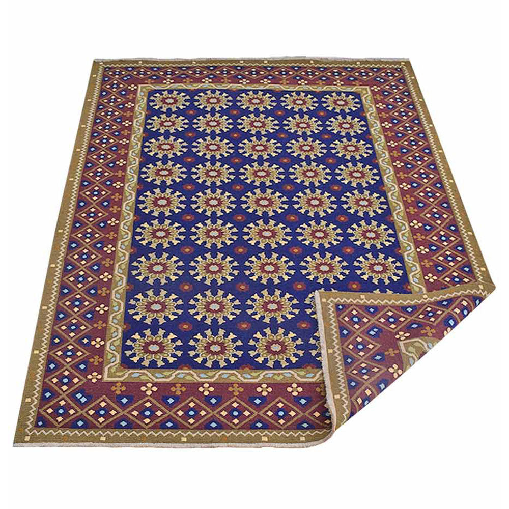 hand-knotted-sumak-blue-rust-oriental-rug-side-3