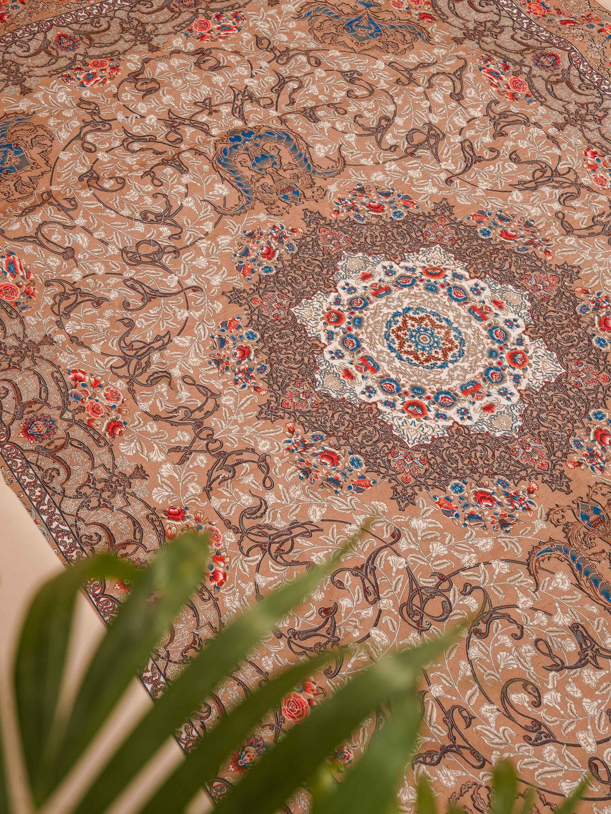 Hand Woven Printed Cotton & Polyester Area Rug Oriental Multicolor