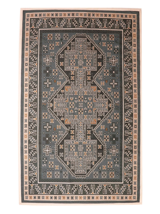 Hand Woven Printed Cotton & Polyester Area Rug Oriental Multicolor