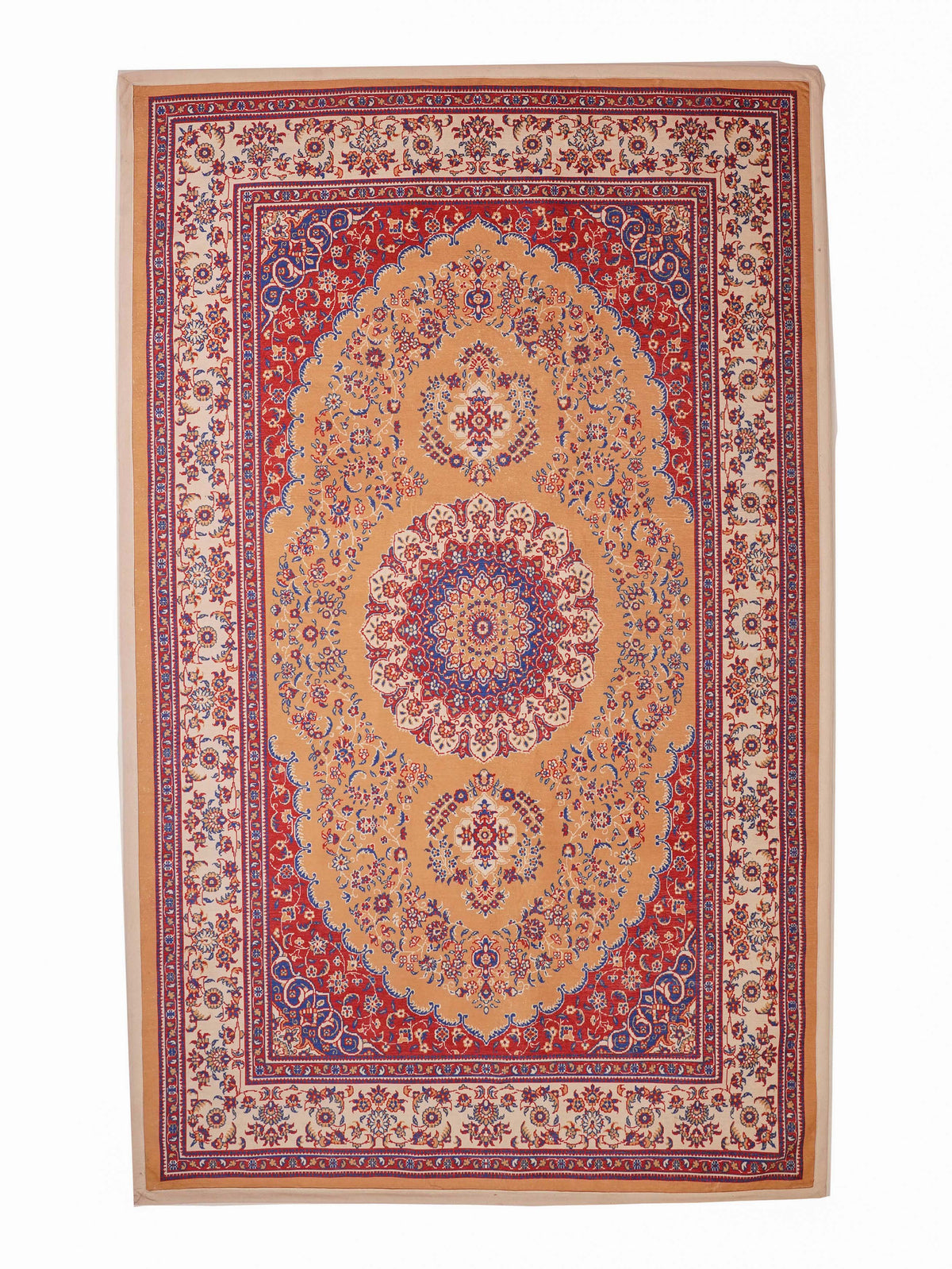 Hand Woven Printed Cotton & Polyester Area Rug Oriental Multicolor