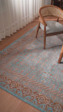 Aqua Tapestry Hand Knotted Wool Oriental Area Rug — video