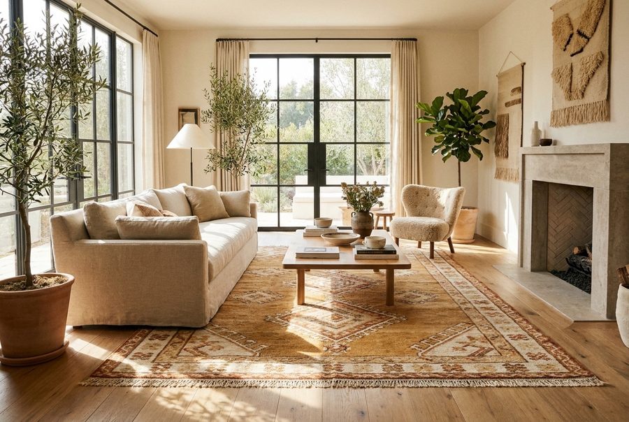 Rug styled in a living room