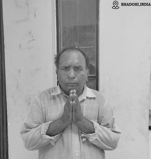 Laalchand Gaur, hand-knotted rug weaver in Bhadohi, India