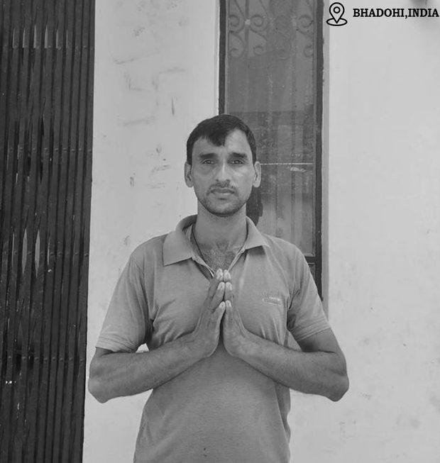 Shubham Ray, hand-knotted rug weaver in Bhadohi, India