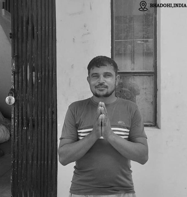 Shiva Ray, hand-knotted rug weaver in Bhadohi, India