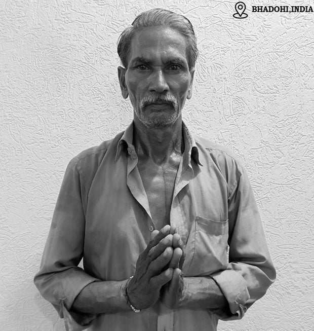 Umashankar Yadav, hand-knotted rug weaver in Bhadohi, India
