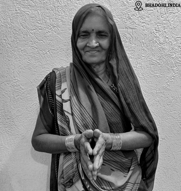 Rekha Gautam, shaggy rug weaver in Bhadohi, India