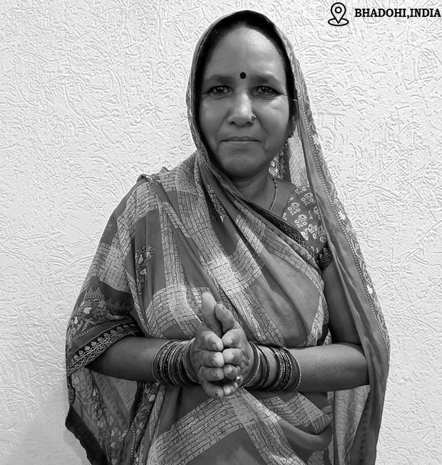 Sangeeta Shivani, shaggy rug weaver in Bhadohi, India