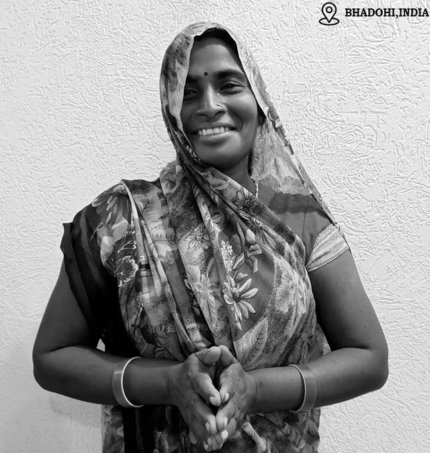 Vandna Maurya, shaggy rug weaver in Bhadohi, India