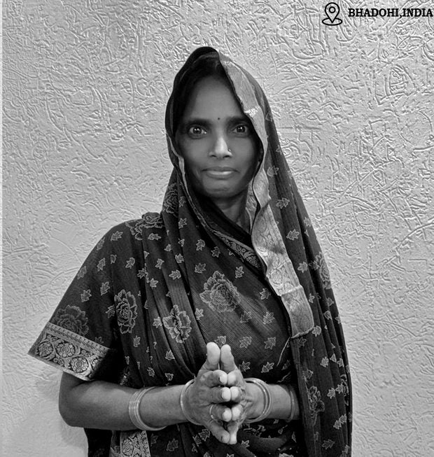 Ranjna Yadav, shaggy rug weaver in Bhadohi, India