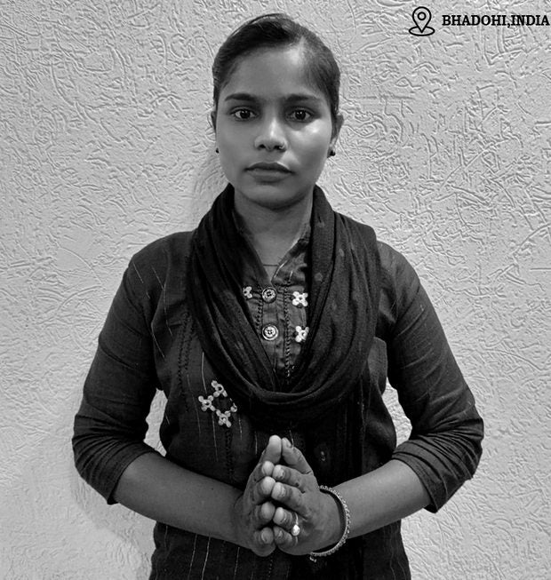 Shabbo, hand-tufted rug weaver in Bhadohi, India