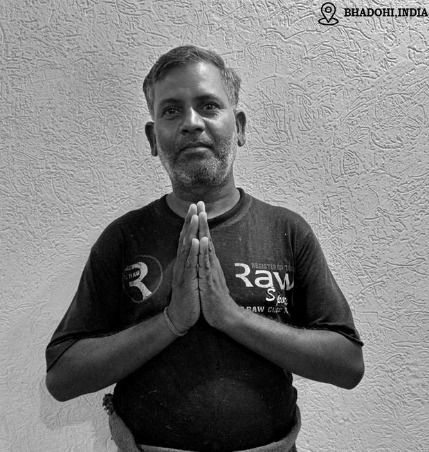 Sanjay Ray, hand-tufted rug weaver in Bhadohi, India