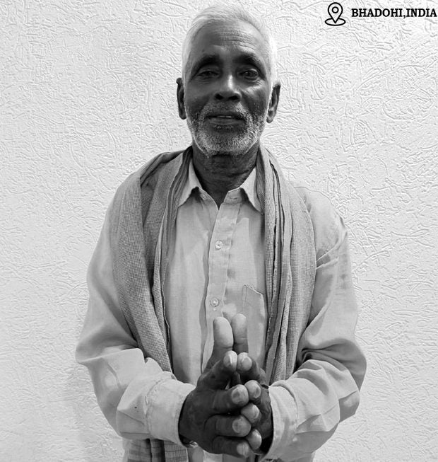 Ramesh Yadav, hand-tufted rug weaver in Bhadohi, India